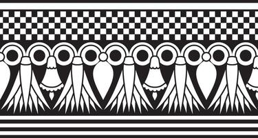 monochrome seamless Egyptian border. Endless black Ornaments of Ancient Egypt. Geometric African frame. vector