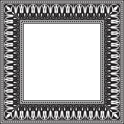 monochrome black square classic greek meander ornament. Pattern of ancient Greece. Border, frame of the Roman Empire.
