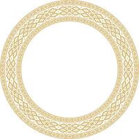 golden round Belarusian national ornament. Ethnic circle gold border, Slavic peoples frame. vector