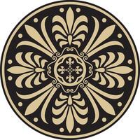 gold with black classic Greek round ornament. Circle of Ancient Greece and the Roman Empire. Byzantine painting of walls, floors and ceilings. Decoration of European palaces. vector