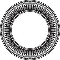 monochrome round ornament of ancient Egypt. Circle Border, frame in pyramids. vector