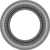 monochrome round ornament of ancient Egypt. Circle Border, frame in pyramids. vector