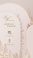 Digital Wedding Invitation Template with Beige Geometric Shape psd