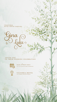 Digital Wedding Invitation Template with Greenery psd