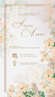 digital bröllop inbjudan mall med gul blomma psd