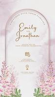 Digital Wedding Invitation Template with Red Hyacinths psd