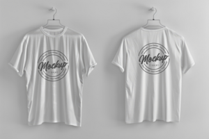 Two white tshirts mockup psd