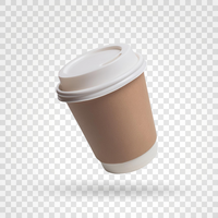 White and brown modern coffee cup on transparent background with shadows psd