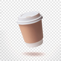 Modern coffee cup on transparent background with shadows psd