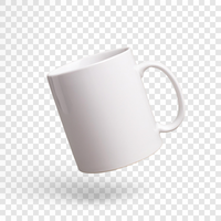 Off-white coffee cup on transparent background with shadows psd