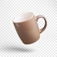 Light Brown coffee cup on transparent background with shadows psd