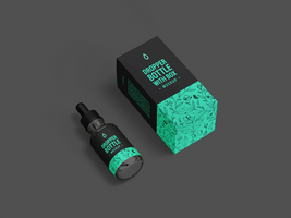 Beauty serum drop bottle mockup front view with box - Editable Mock Up dropper bottle and box psd
