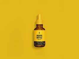 Glass brown bottle with essential oils and dropper - 3D Render Mockup Illustration for branding psd