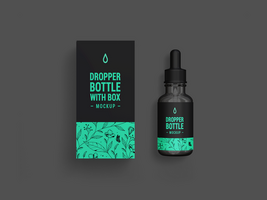 Beauty serum drop bottle mockup front view with box - Editable Mock Up dropper bottle and box psd