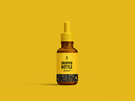 Glass brown bottle with essential oils and dropper - 3D Render Mockup Illustration for branding psd