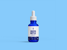 blå serum glas ampull flaska attrapp - grundläggande olja eller hud vård förpackning design falsk upp psd