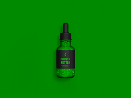 Cosmetic serum glass ampoule bottle Mock-up - Green dropper bottle Mockup psd