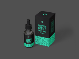 Beauty serum drop bottle mockup front view with box - Editable Mock Up dropper bottle and box psd
