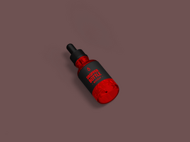 Red glass bottle with essential oils and dropper - 3D Render Mockup for branding psd