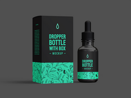 Beauty serum drop bottle mockup front view with box - Editable Mock Up dropper bottle and box psd