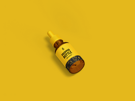 Glass brown bottle with essential oils and dropper - 3D Render Mockup Illustration for branding psd