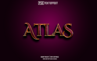 altas text effect, font editable, typography, 3d text psd