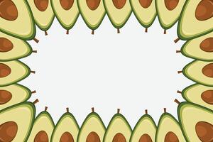 Fruit cut avocado border seamless. Slice of avocado frame banner copy space vector