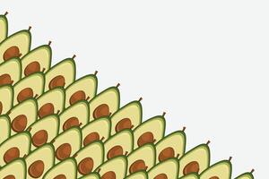 Fruit cut avocado border seamless. Slice of avocado frame banner copy space vector