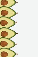 Fruit cut avocado border seamless. Slice of avocado frame banner copy space vector