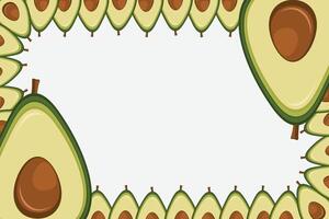 Fruit cut avocado border seamless. Slice of avocado frame banner copy space vector