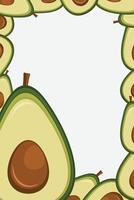 Fruit cut avocado border seamless. Slice of avocado frame banner copy space vector