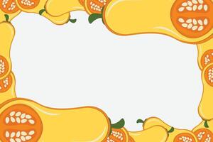 Vegetable pumpkin border or slice of pumpkin frame banner with copy space vector