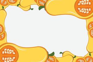 Vegetable pumpkin border or slice of pumpkin frame banner with copy space vector