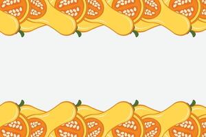 Vegetable pumpkin border or slice of pumpkin frame banner with copy space vector