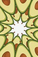 Fruit cut avocado border seamless. Slice of avocado frame banner copy space vector