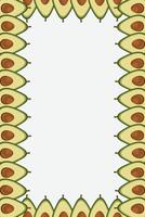 Fruit cut avocado border seamless. Slice of avocado frame banner copy space vector