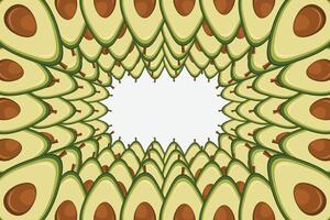 Fruit cut avocado border seamless. Slice of avocado frame banner copy space vector