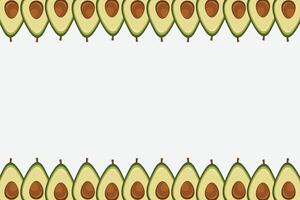 Fruit cut avocado border seamless. Slice of avocado frame banner copy space vector