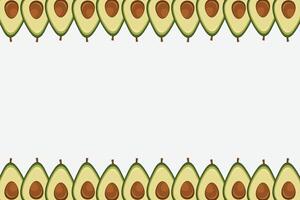 Fruit cut avocado border seamless. Slice of avocado frame banner copy space vector