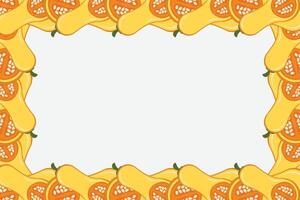 Vegetable pumpkin border or slice of pumpkin frame banner with copy space vector