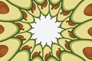 Fruit cut avocado border seamless. Slice of avocado frame banner copy space vector