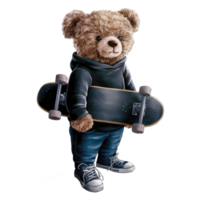 Lovable Plush Toy with skateboard Artwork png