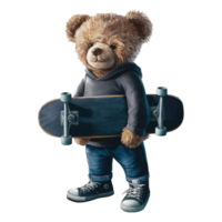 Whimsical Stuffed Animal Playing skateboard Picture png