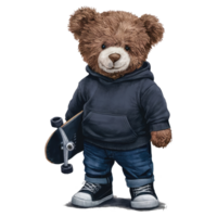 speels teddy beer Holding skateboard schetsen png