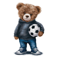 linda osito de peluche oso fútbol jugador ilustración png