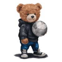 Friendly Teddy Bear in Sporty Outfit Image png