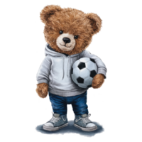 brincalhão Urso de pelúcia Urso segurando futebol esboço png