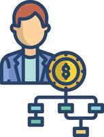 Man Investor linear color illustration vector