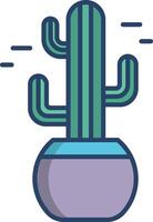 Cactus Plant linear color illustration vector