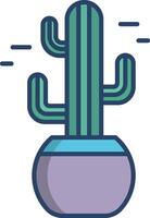 cactus planta lineal color ilustración vector